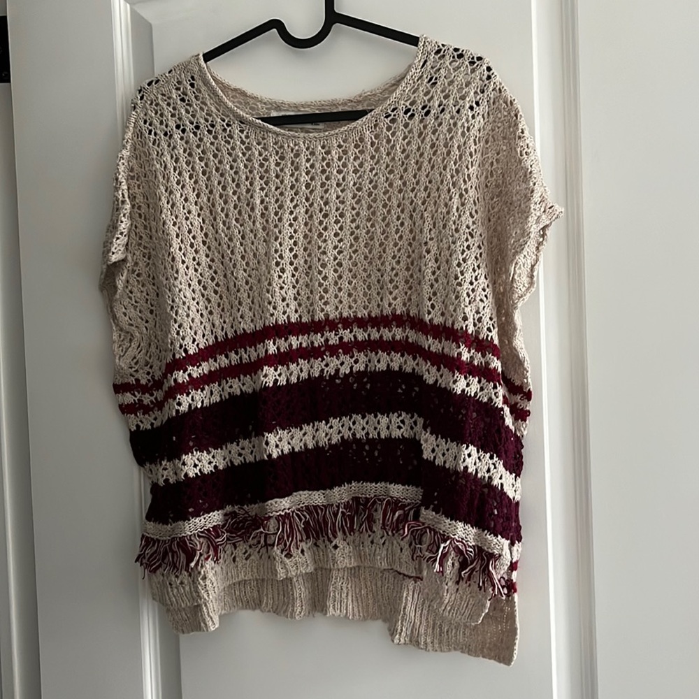 Abercrombie Kids Crochet Fringe Sweater